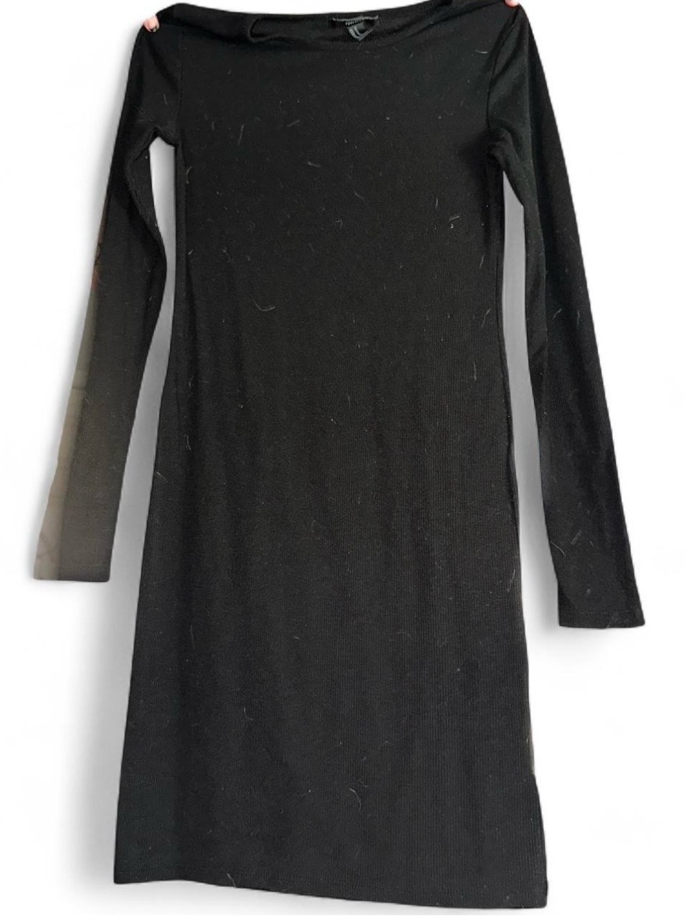 Forever 21 Black Long-Sleeve Ribbed Bodycon Dress